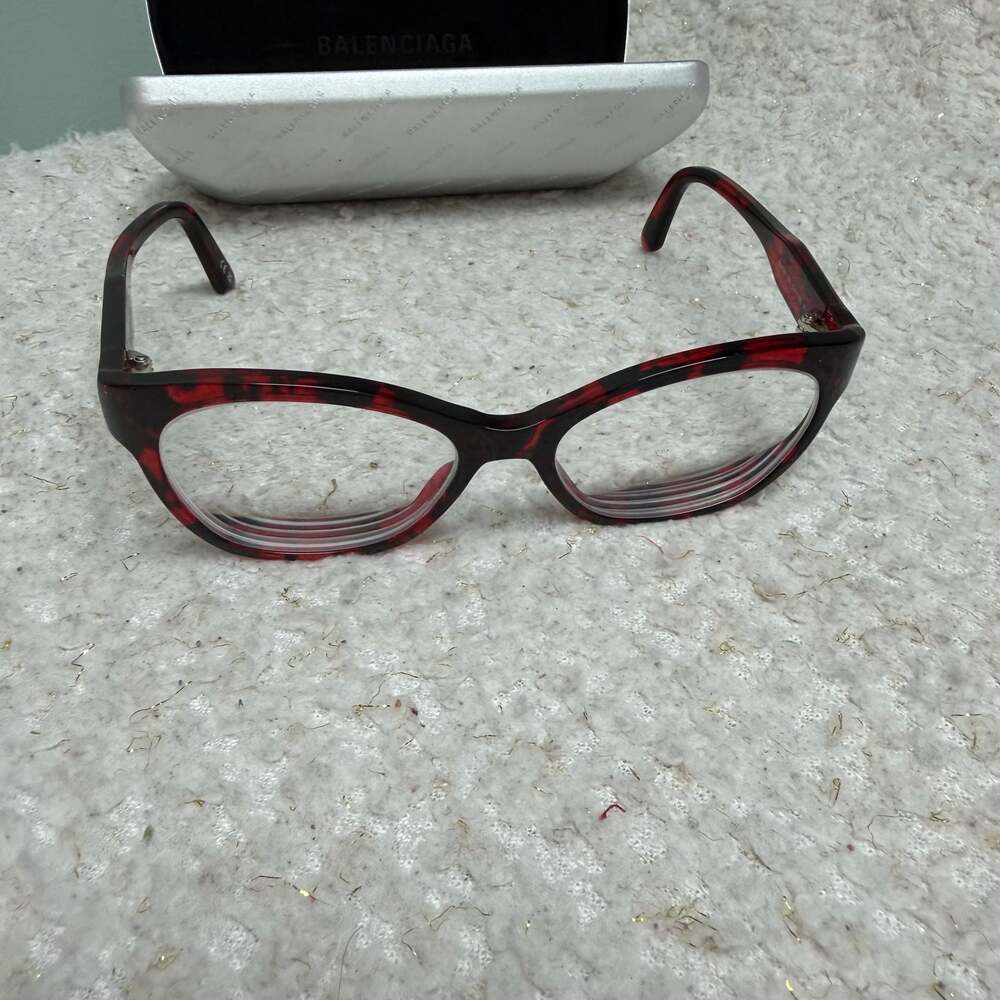Balenciaga BB0213O 003 Red Tortoiseshell Cat Eye Eyeglasses 53-17-135 Seller Own - Picture 6 of 13